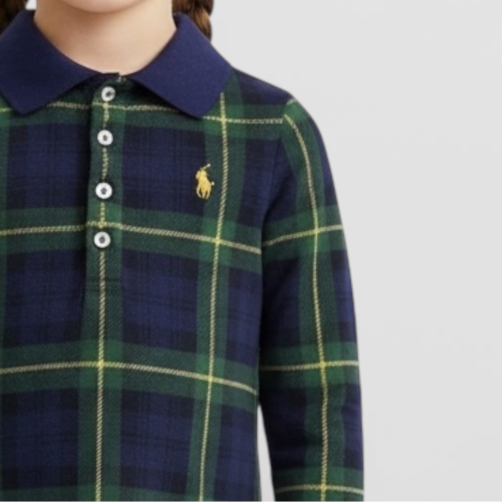 POLO RALPH LAUREN
Kids' Plaid Stretch Mesh Polo Dress In St Andrew Gordon - Picture 10 of 16